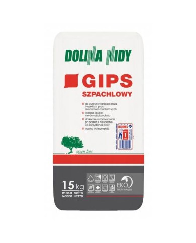 Gips szpachlowy 15 kg DOLINA NIDY - Wysoka jakość i trwałość Gips szpachlowy 15 kg DOLINA NIDY - Wysoka jakość i trwałość