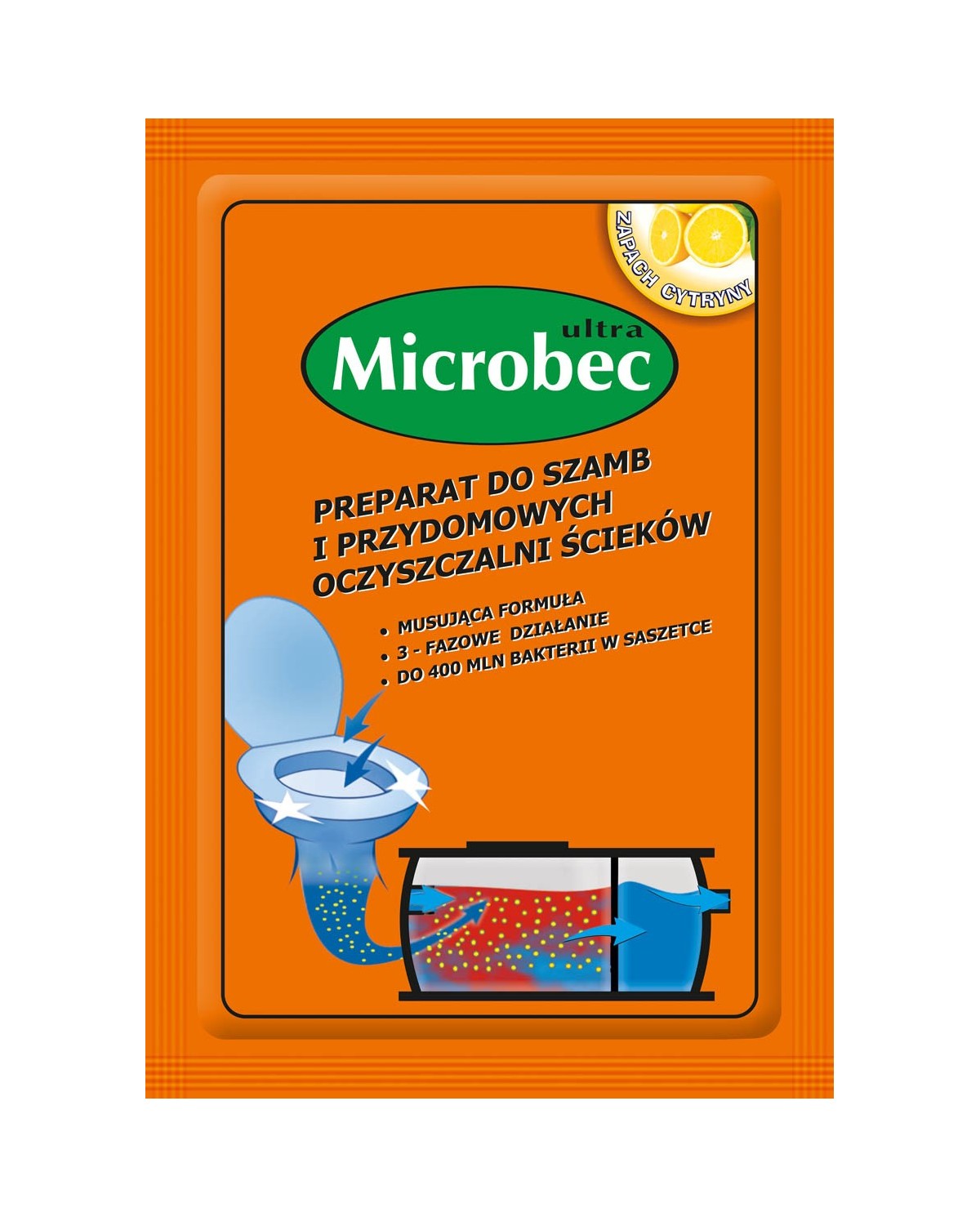 Microbec Ultra 25 g - Preparat do szamb o zapachu cytryny