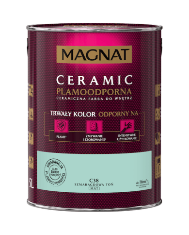 Farba ceramiczna 5L szmaragdowy ton MAGNAT CERAMIC - Wysoka jakość Farba ceramiczna 5L szmaragdowy ton MAGNAT CERAMIC - Wysoka jakość