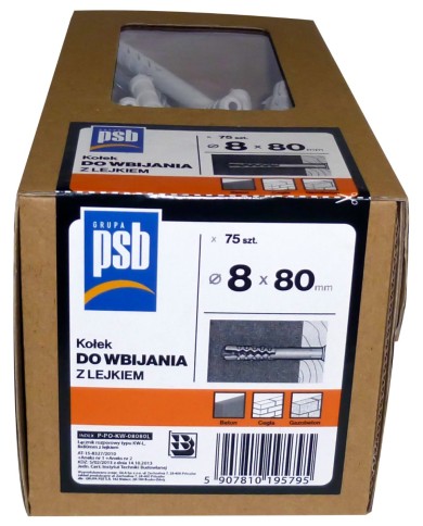 Kołek szybkiego montażu 8x80 mm - opakowanie 75 szt. Kołek szybkiego montażu 8x80 mm - opakowanie 75 szt.