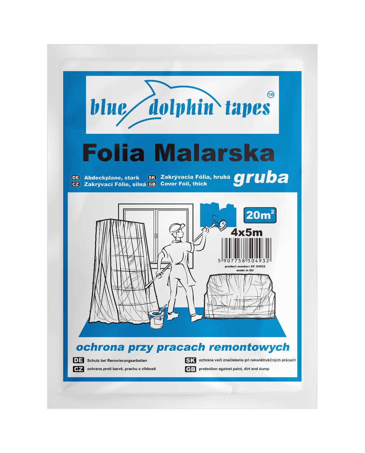 Folia malarska gruba 4x5 m BLUEDOLPHIN - Ochrona i jakość
