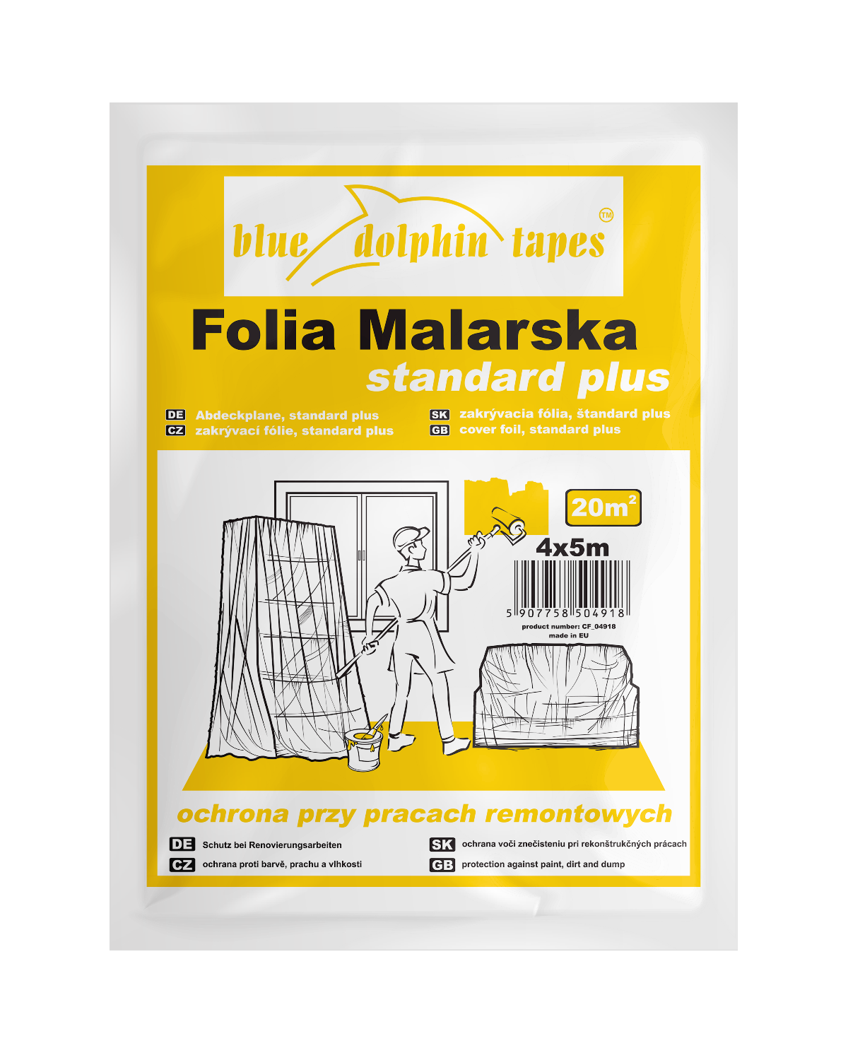 Folia malarska 4m x 5m BLUEDOLPHIN - Idealna do ochrony Folia malarska 4m x 5m BLUEDOLPHIN - Idealna do ochrony