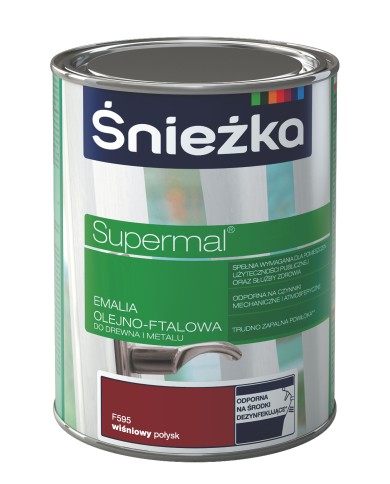 Farba do drewna i metalu Supermal 0,8 L wiśniowa - ŚNIEŻKA Farba do drewna i metalu Supermal 0,8 L wiśniowa - ŚNIEŻKA