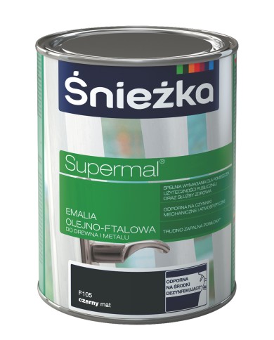 Farba do drewna i metalu czarny 0,8 L Supermal ŚNIEŻKA - najlepsza! Farba do drewna i metalu czarny 0,8 L Supermal ŚNIEŻKA - najlepsza!