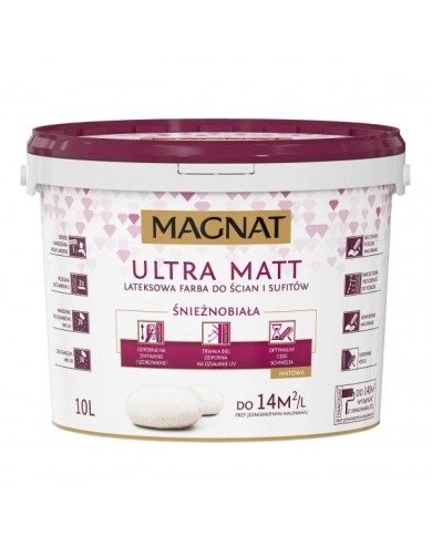 Farba lateksowa MAGNAT 10L Ultra Matt - Biała do ścian i sufitów Farba lateksowa MAGNAT 10L Ultra Matt - Biała do ścian i sufitów