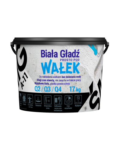 Gładź prosto pod wałek biała 17 kg A-11 ŚMIG - Wysoka jakość Gładź prosto pod wałek biała 17 kg A-11 ŚMIG - Wysoka jakość