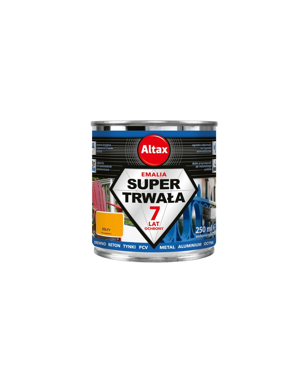Emalia Super Trwała 0,25 L Żółty ALTAX - Wysoka Jakość i Trwałość Emalia Super Trwała 0,25 L Żółty ALTAX - Wysoka Jakość i Trwałość