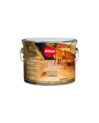 Olej do drewna 2,5 L bezbarwny ALTAX - Ochrona i piękno drewna Olej do drewna 2,5 L bezbarwny ALTAX - Ochrona i piękno drewna