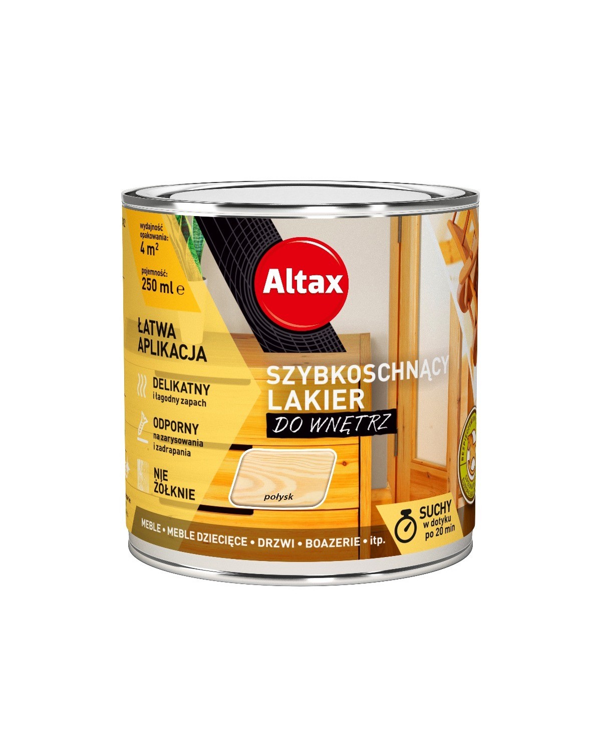 Lakier szybkoschnący ALTAX 0,25 L bezbarwny - idealny do wnętrz