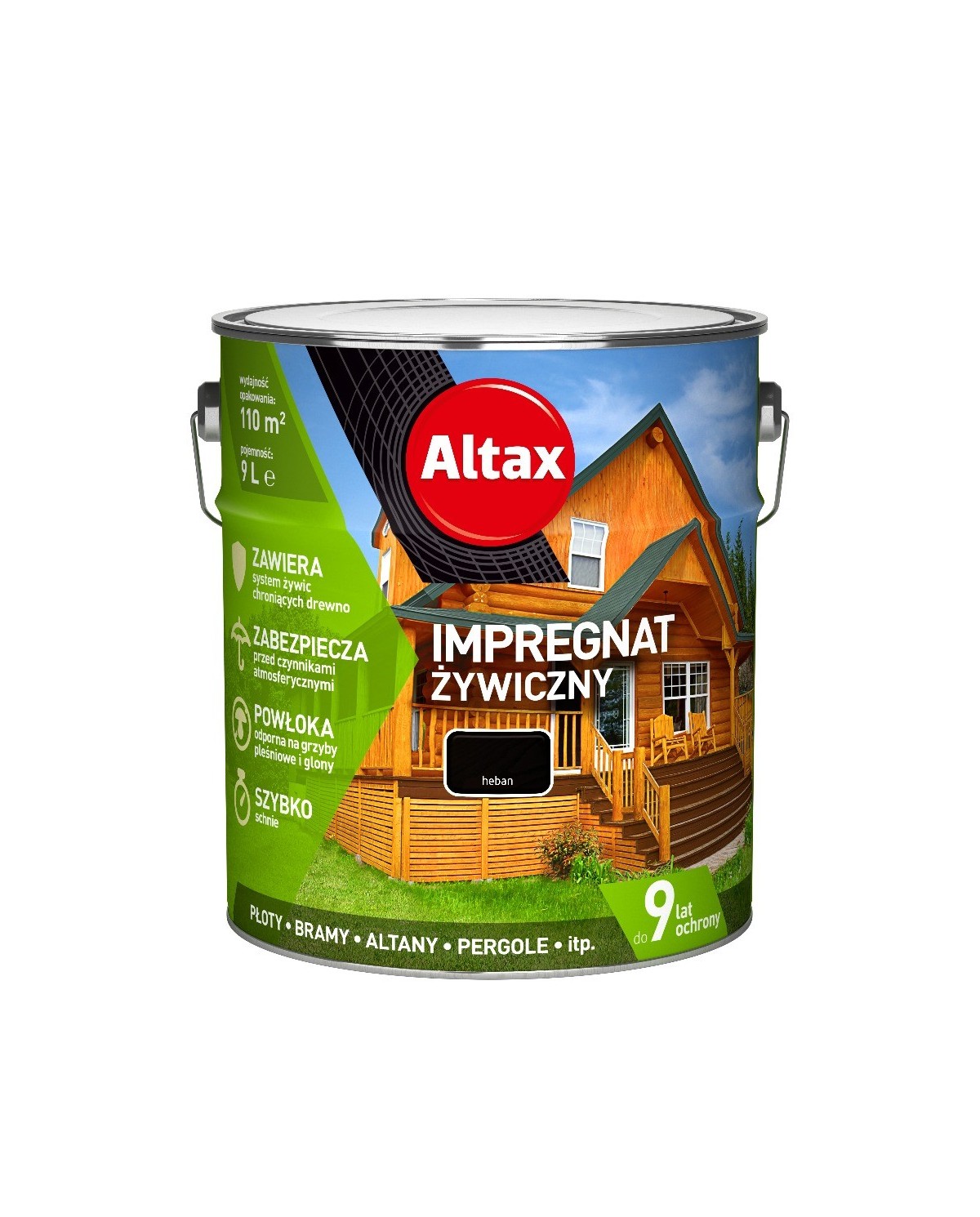 ALTAX Impregnat żywiczny 9 L Heban - Ochrona i Estetyka Drewna ALTAX Impregnat żywiczny 9 L Heban - Ochrona i Estetyka Drewna