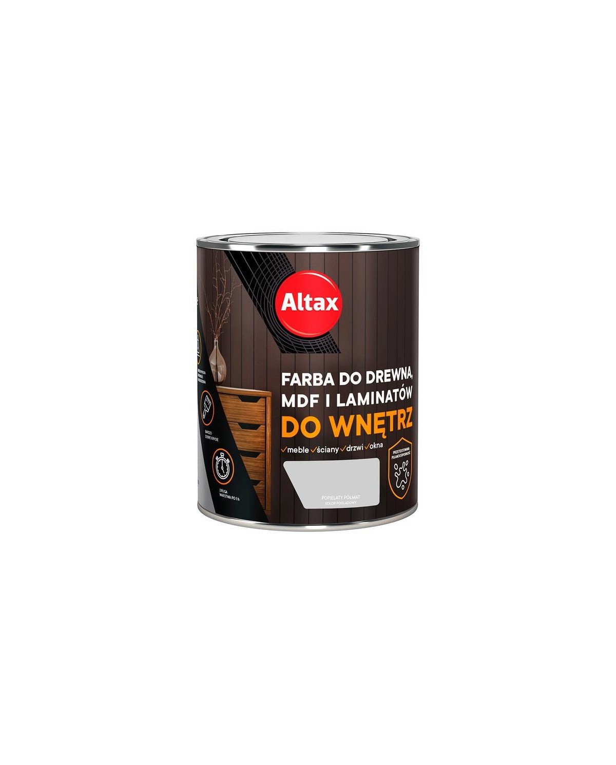 Farba do drewna i MDF 0,75 L czarny ALTAX - idealna do wnętrz Farba do drewna i MDF 0,75 L czarny ALTAX - idealna do wnętrz