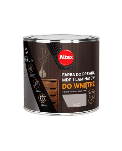 Farba do drewna i MDF 0,4 L szary ALTAX - idealna do wnętrz Farba do drewna i MDF 0,4 L szary ALTAX - idealna do wnętrz