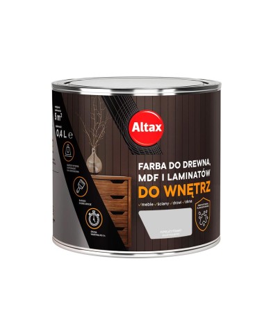 Farba do drewna i MDF 0,4 L popielaty ALTAX - Idealna do wnętrz Farba do drewna i MDF 0,4 L popielaty ALTAX - Idealna do wnętrz