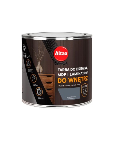Farba do drewna i MDF 0,4 L antracyt ALTAX - idealna do wnętrz Farba do drewna i MDF 0,4 L antracyt ALTAX - idealna do wnętrz