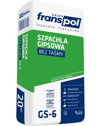 Szpachla gipsowa FRANSPOL 20kg Gs-6 - Idealna do wykończeń Szpachla gipsowa FRANSPOL 20kg Gs-6 - Idealna do wykończeń