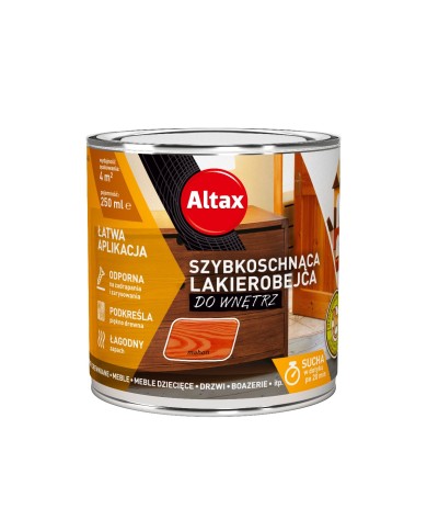 Lakierobejca szybkoschnąca ALTAX 0,25 L mahoń - idealna do wnętrz Lakierobejca szybkoschnąca ALTAX 0,25 L mahoń - idealna do wnętrz