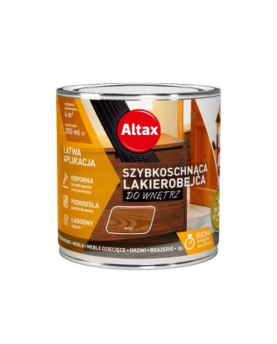Lakierobejca ALTAX 0,25 L brąz - szybkoschnąca do wnętrz Lakierobejca ALTAX 0,25 L brąz - szybkoschnąca do wnętrz