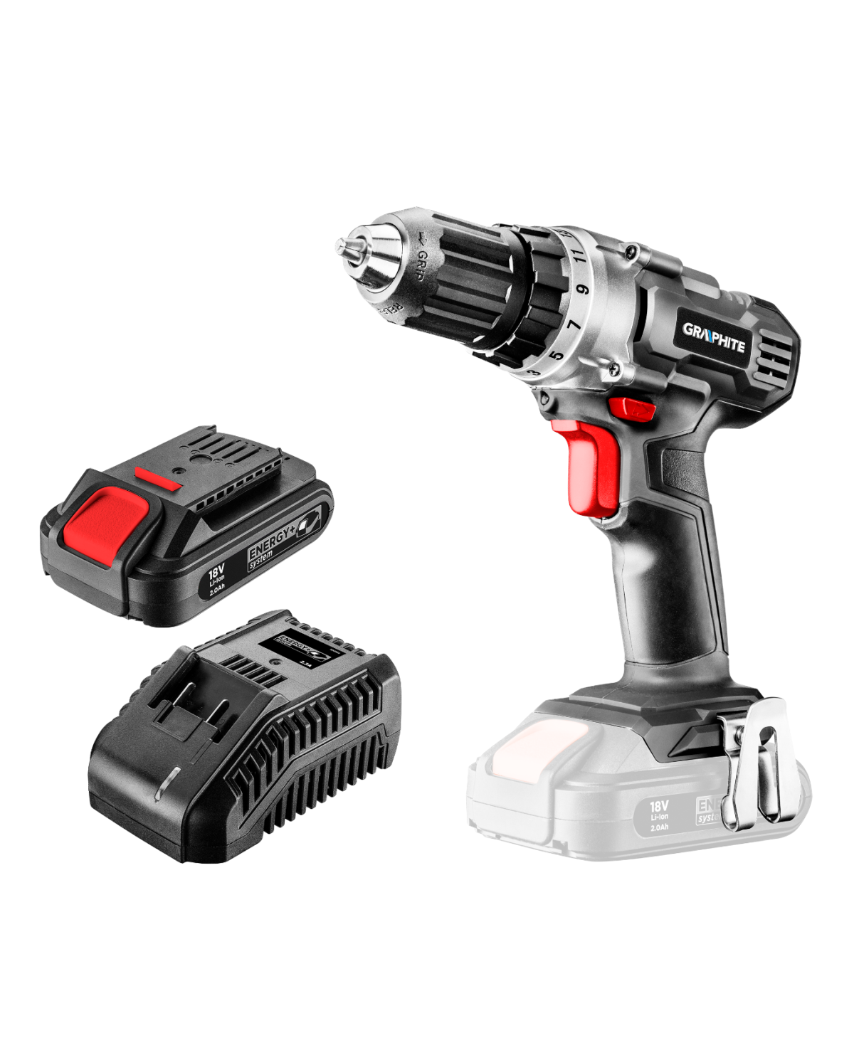 Wiertarko-wkrętarka akumulatorowa GRAPHITE 18 V Li-Ion - Energy