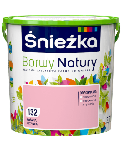 Farba różana Altanka 2,5 L do ścian i sufitów - ŚNIEŻKA Farba różana Altanka 2,5 L do ścian i sufitów - ŚNIEŻKA