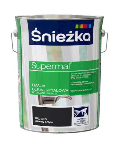Emalia olejno-ftalowa Supermal 5L czarna do drewna i metalu Emalia olejno-ftalowa Supermal 5L czarna do drewna i metalu