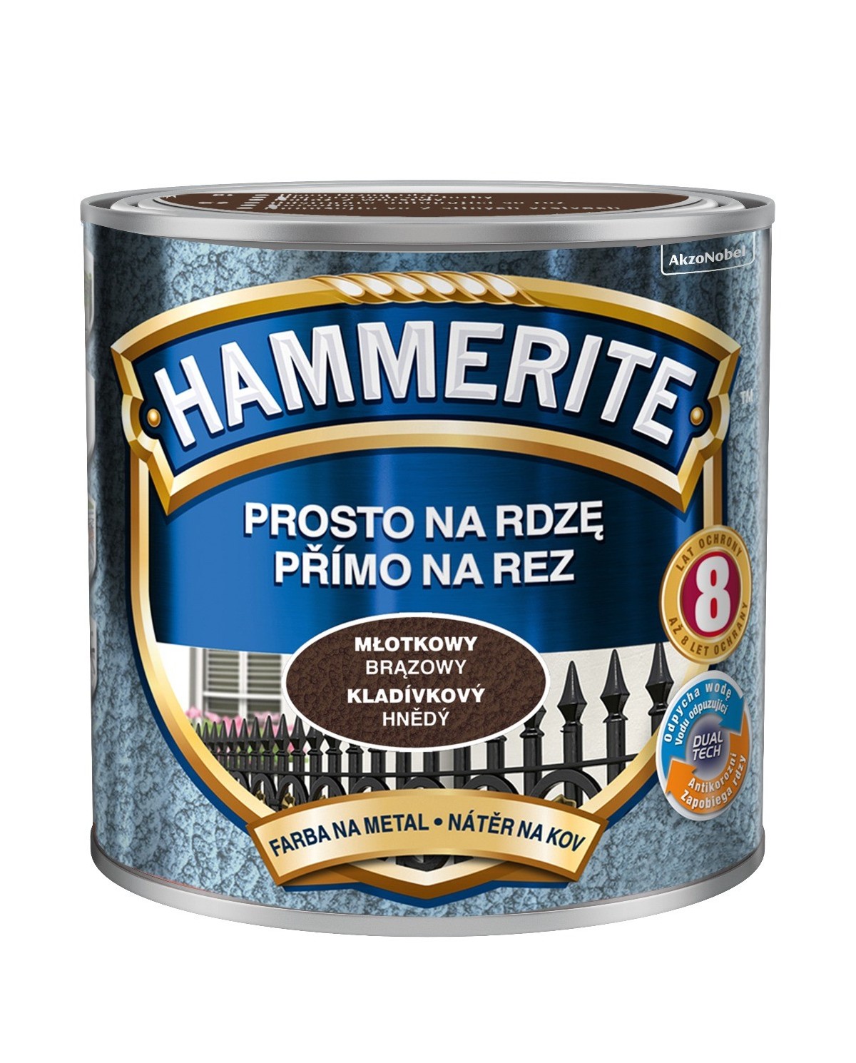 Farba młotkowa brązowa HAMMERITE 0,25 L - idealna do metalu Farba młotkowa brązowa HAMMERITE 0,25 L - idealna do metalu