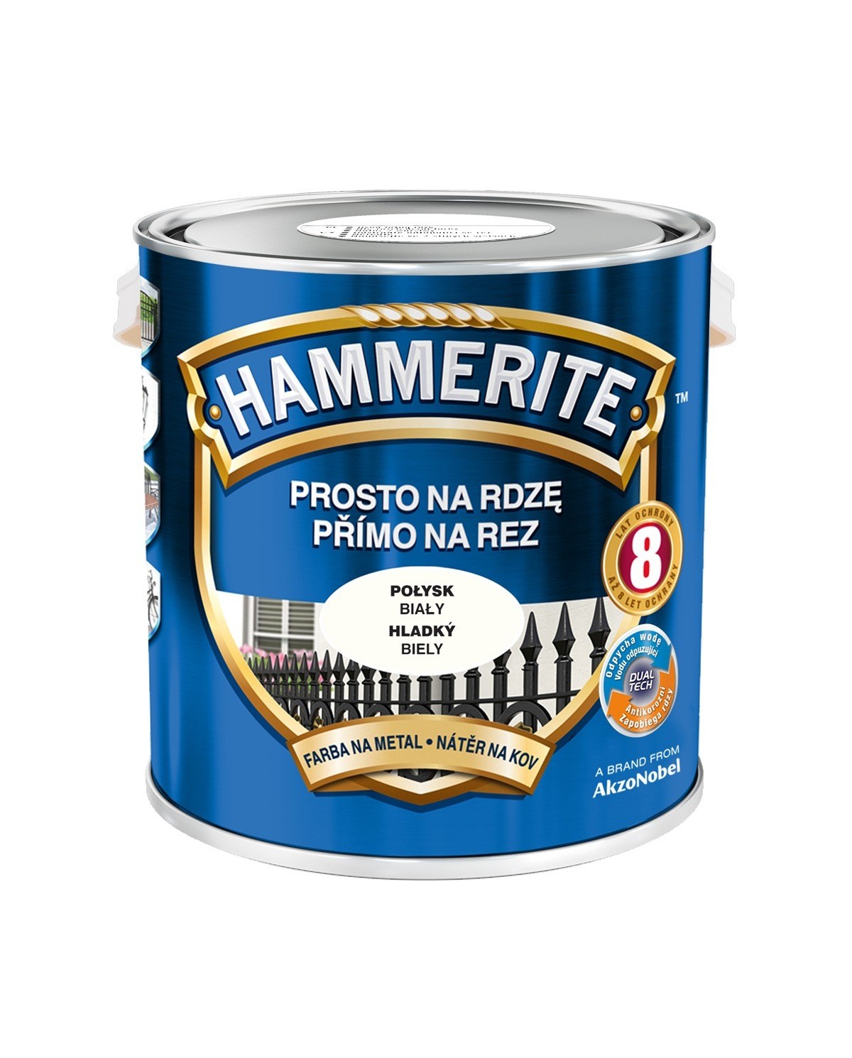 Farba antykorozyjna 2,5 L połysk biały HAMMERITE - Ochrona i styl Farba antykorozyjna 2,5 L połysk biały HAMMERITE - Ochrona i styl