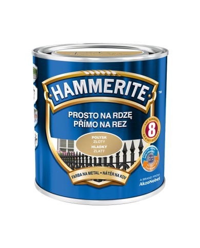 Farba do metalu 0,7 L złoty połysk HAMMERITE - trwałość i styl Farba do metalu 0,7 L złoty połysk HAMMERITE - trwałość i styl