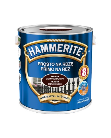 Farba do metalu 2,5 L ciemnobrązowy połysk HAMMERITE - wysoka jakość Farba do metalu 2,5 L ciemnobrązowy połysk HAMMERITE - wysoka jakość