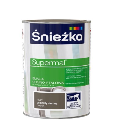 Farba Supermal 0,8 L popielaty ciemny - drewno i metal ŚNIEŻKA Farba Supermal 0,8 L popielaty ciemny - drewno i metal ŚNIEŻKA