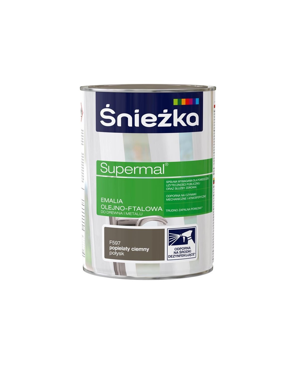Farba Supermal 0,8 L popielaty ciemny - drewno i metal ŚNIEŻKA Farba Supermal 0,8 L popielaty ciemny - drewno i metal ŚNIEŻKA