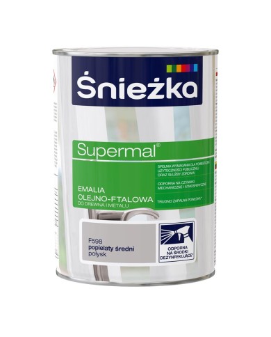 Farba Supermal 0,8 L popielaty średni do drewna i metalu ŚNIEŻKA Farba Supermal 0,8 L popielaty średni do drewna i metalu ŚNIEŻKA
