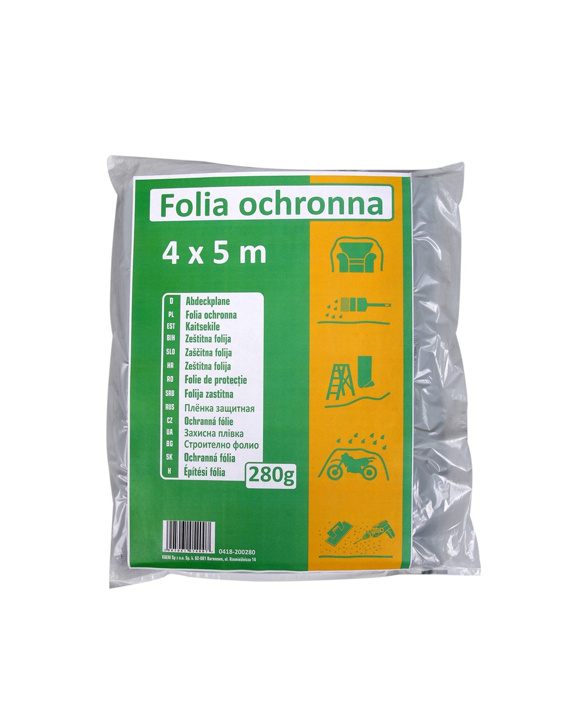 Folia budowlana 280 g 4x5 m KAEM - Wytrzymałość i jakość Folia budowlana 280 g 4x5 m KAEM - Wytrzymałość i jakość