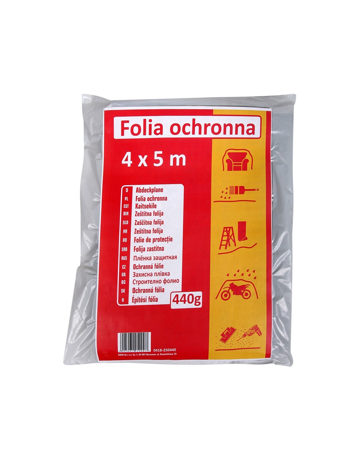 Folia budowlana 440g 4x5 m KAEM - Wytrzymałość i jakość Folia budowlana 440g 4x5 m KAEM - Wytrzymałość i jakość