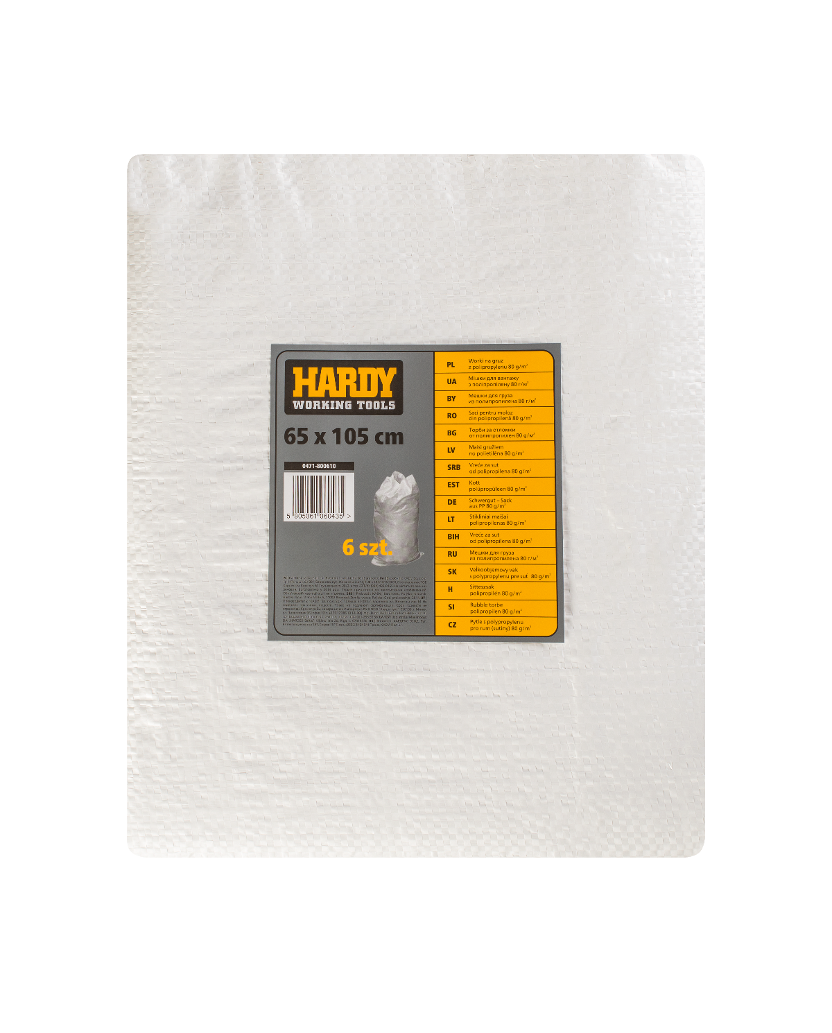 Worki jutowe na gruz 65x105 cm - 6 szt. białe HARDY