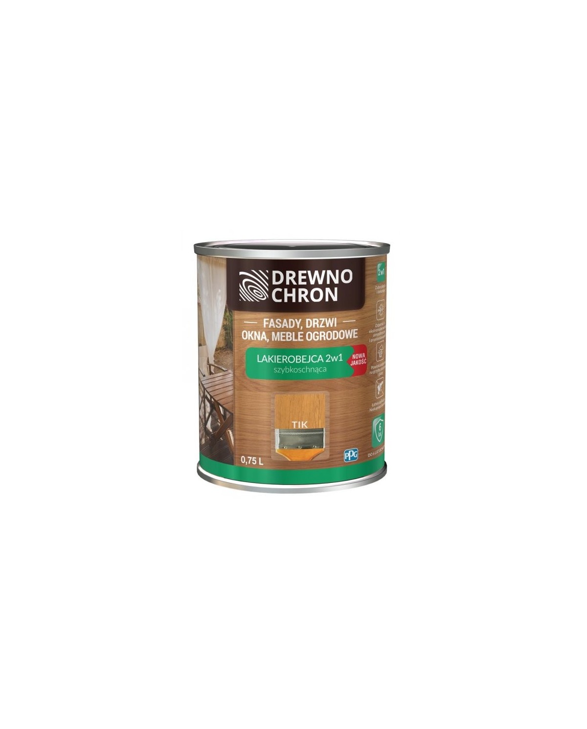 Lakierobejca TEAK 0,75L 2w1 - Ochrona i dekoracja drewna Lakierobejca TEAK 0,75L 2w1 - Ochrona i dekoracja drewna