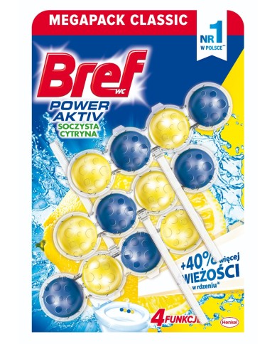 Kostka do WC Lemon 3x50 g Power Active BREF - Świeżość i Czystość Kostka do WC Lemon 3x50 g Power Active BREF - Świeżość i Czystość