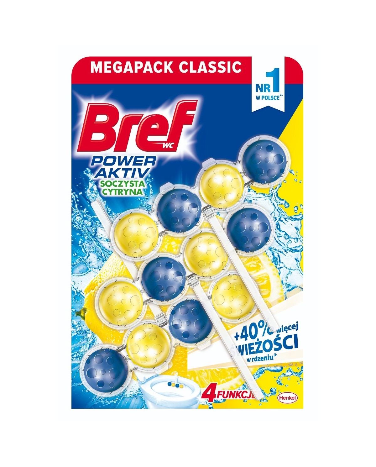 Kostka do WC Lemon 3x50 g Power Active BREF - Świeżość i Czystość Kostka do WC Lemon 3x50 g Power Active BREF - Świeżość i Czystość