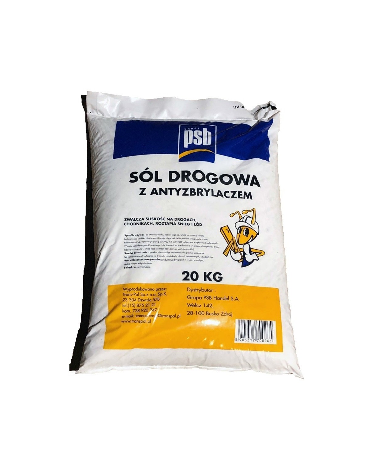 Sól drogowa z antyzbrylaczem 20 kg - PSB TRANS-PAL