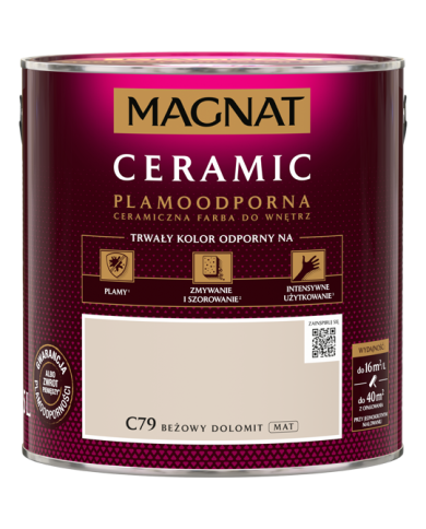 Farba plamoodporna beżowy dolomit 2,5 L - MAGNAT CERAMIC Farba plamoodporna beżowy dolomit 2,5 L - MAGNAT CERAMIC