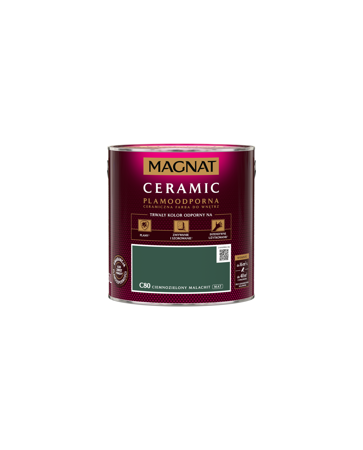 Farba plamoodporna cielmozielony malachit 2,5 L - MAGNAT CERAMIC Farba plamoodporna cielmozielony malachit 2,5 L - MAGNAT CERAMIC
