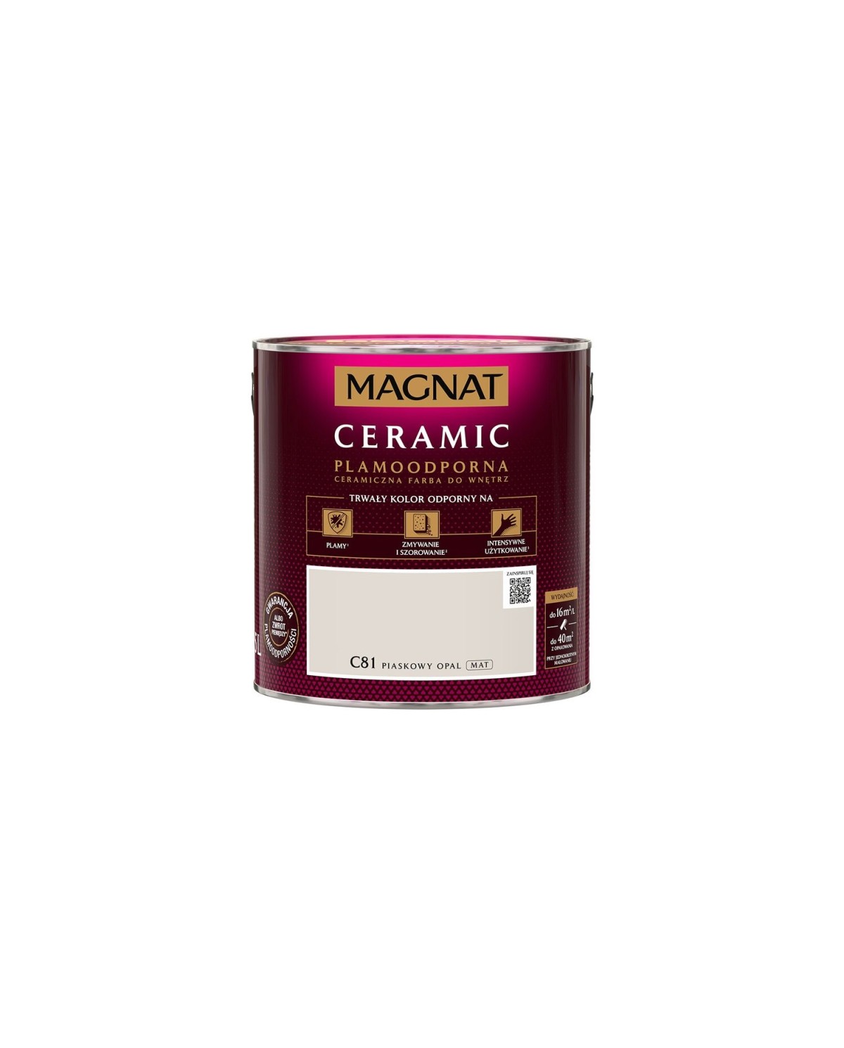 Farba plamoodporna piaskowy opal 2,5 L - MAGNAT CERAMIC Farba plamoodporna piaskowy opal 2,5 L - MAGNAT CERAMIC