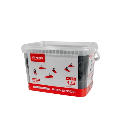 System poziomujący PRO-SP600 1,5mm - 400 klipsów w wiadrze 5l System poziomujący PRO-SP600 1,5mm - 400 klipsów w wiadrze 5l
