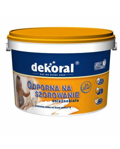 Farba śnieżnobiała 3L DEKORAL - idealna do ścian i sufitów Farba śnieżnobiała 3L DEKORAL - idealna do ścian i sufitów
