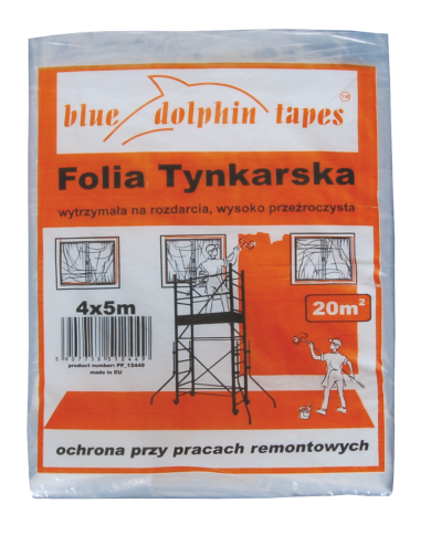 Folia tynkarska 4x5 m BLUEDOLPHIN - Ochrona i wygoda pracy Folia tynkarska 4x5 m BLUEDOLPHIN - Ochrona i wygoda pracy