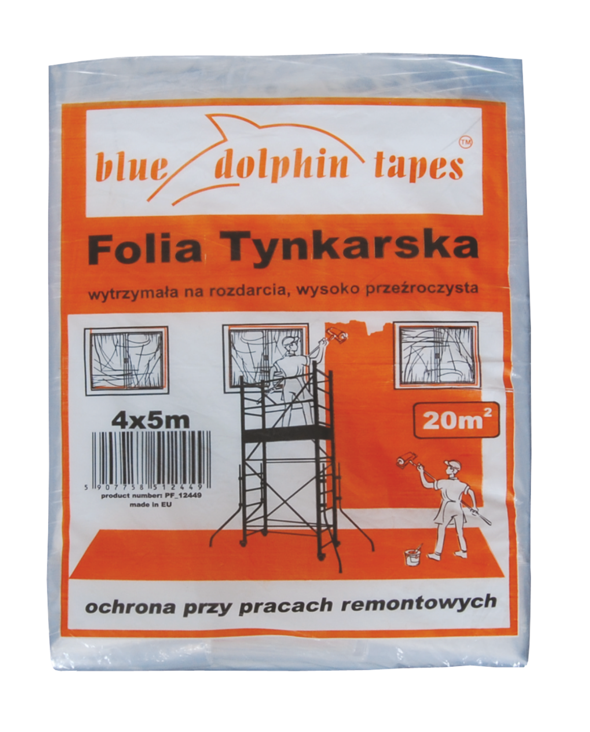 Folia tynkarska 4x5 m BLUEDOLPHIN - Ochrona i wygoda pracy