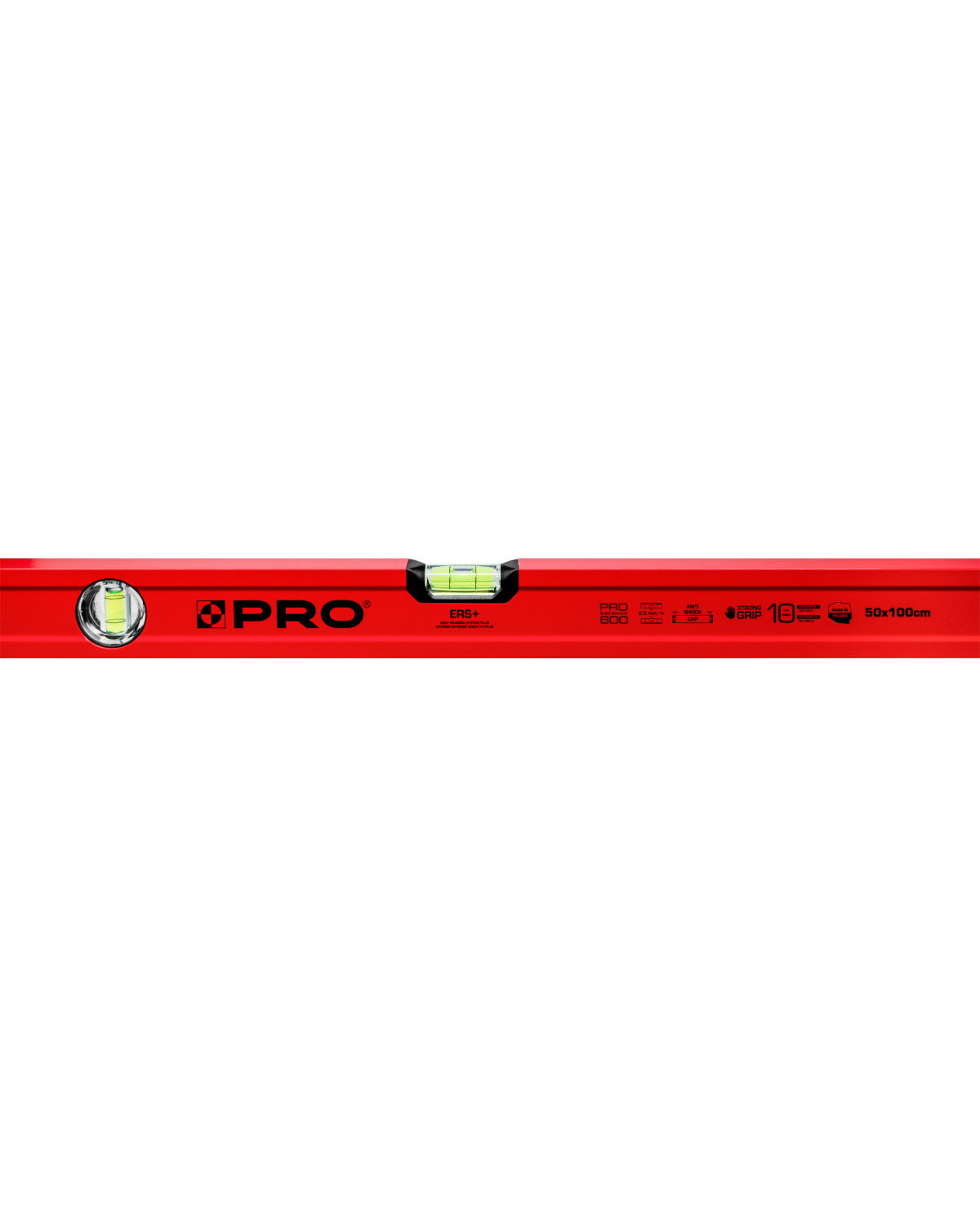 Kątownica czerwona 50x100 cm z wskaźnikiem pionu i poziomu