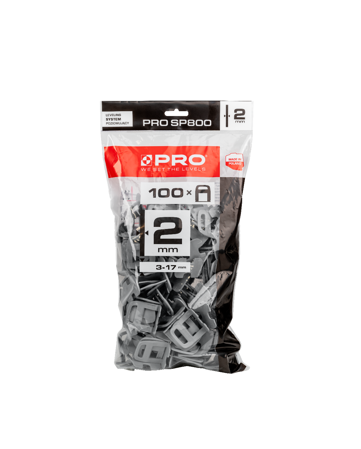 System poziomujący PRO-SP800 2mm - 100 klipsów w worku