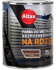 Farba do metalu na rdzę 0,75 L brąz mat ALTAX - trwała ochrona Farba do metalu na rdzę 0,75 L brąz mat ALTAX - trwała ochrona