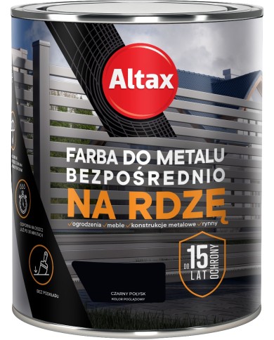 Farba do metalu 0,75 L czarny połysk ALTAX - Wysoka jakość Farba do metalu 0,75 L czarny połysk ALTAX - Wysoka jakość
