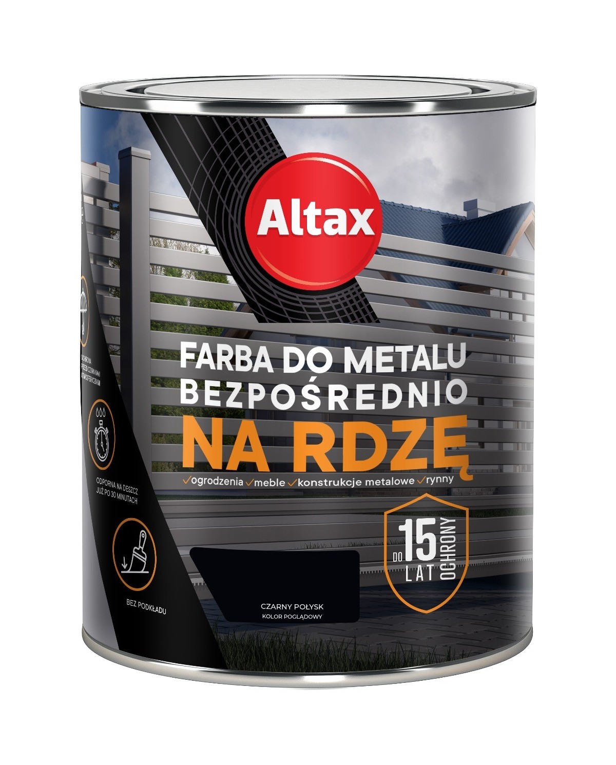 Farba do metalu 0,75 L czarny połysk ALTAX - Wysoka jakość